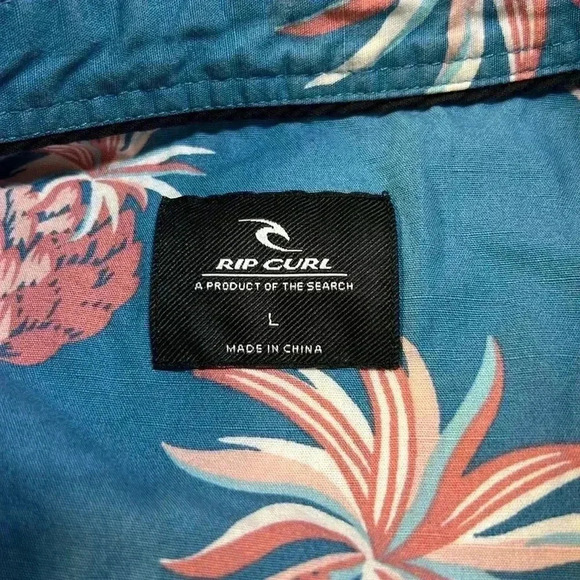 Rip Curl Botton Down Shirt with Tropical Print Size L - Picture 3 of 4